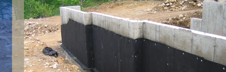 home foundation with sheet drains